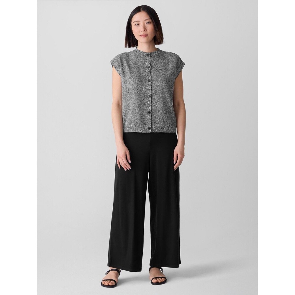 Eileen Fisher Alpaca Merino Wool Blend Gray Short Sleeve Cardigan Sz Petite S